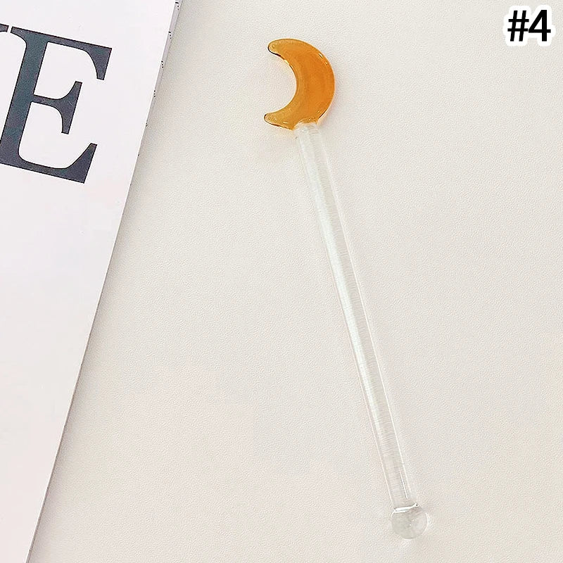 Glass Stirring Rod Moon Star Shape Stir Bar Coffee Cocktail Mixing Sticks Home Party Transparent Aesthetic Cocktail Muddler