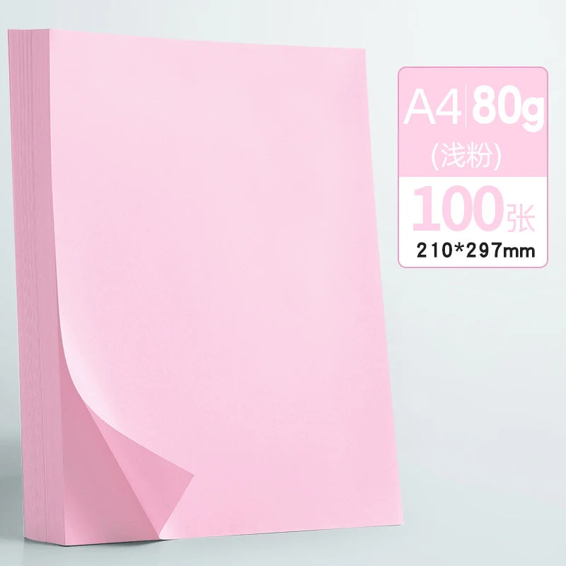 100 Pieces of 80g Draft Paper A4 Copy Paper White Pink Green Blue Red Printer Paper Office Paper Practice Paper for Student