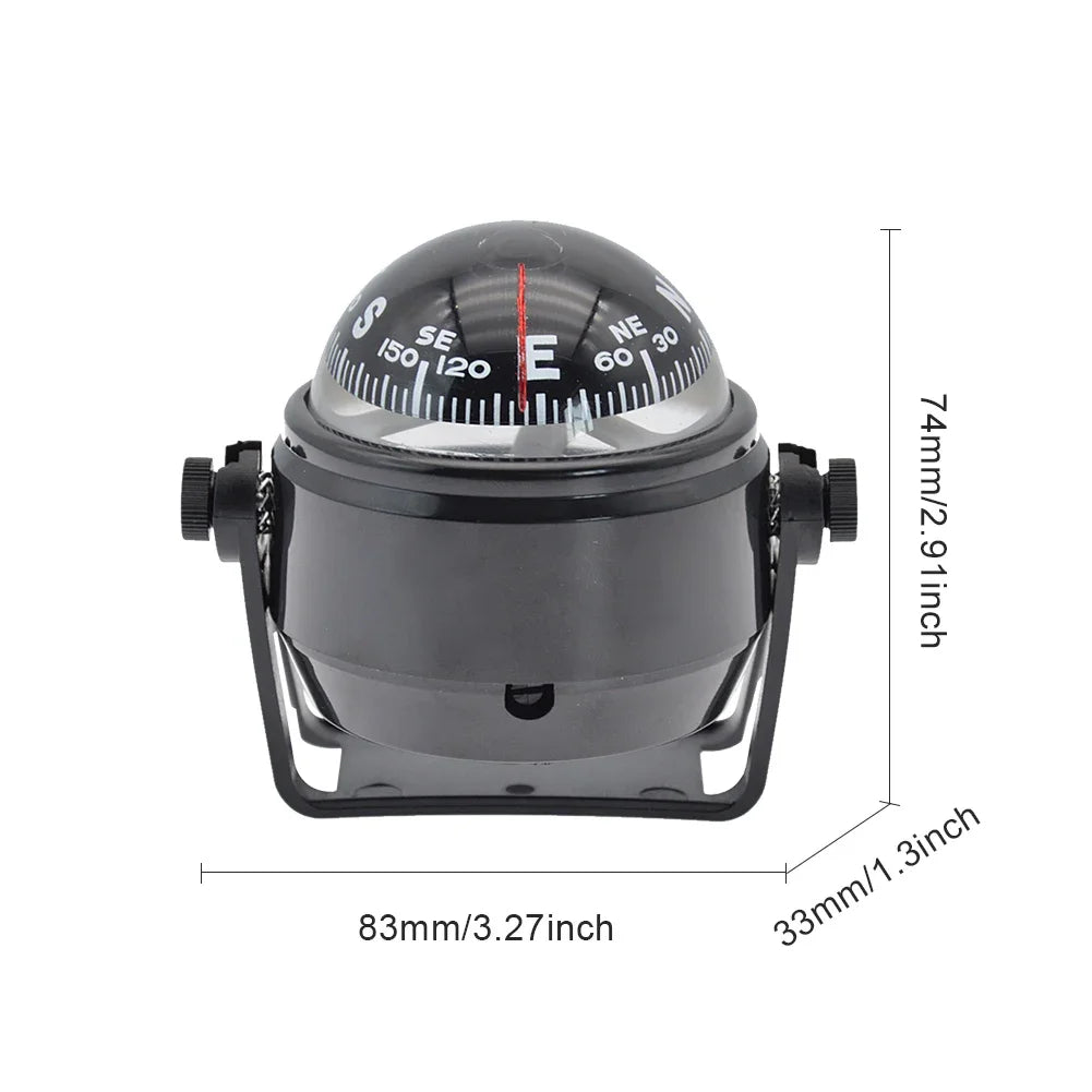 Ball Shaped Vehicle Navigation Car Compass with Dial Sea Pivoting Marine Boat Compass Splashproof Sea Marine Electronic Compass