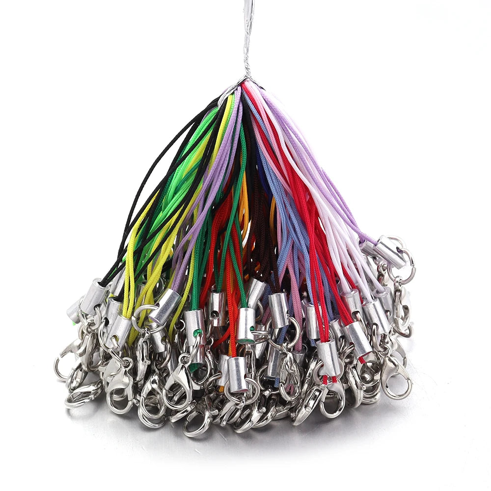 20/100Pcs Lobster Clasp Lanyard Strap Cord Mobile Phone Lanyard Polyester Key Chain Cords Charms Keyring For DIY Jewelry Making