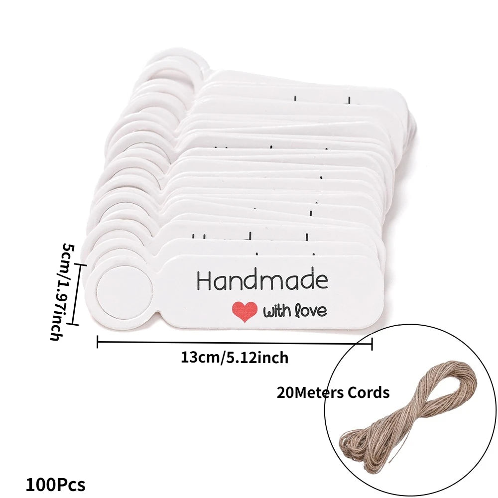 Kraft Paper Tags With Strings Handmade With Hang Garment Tags For Jewelry Crafts Price Candy/Gift/Cookies Display Label Card