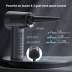 Protable Air Duster for Computer Cleaning 53000RPM Cordless Compressed Air Blower with LED Light for PC computers Keyboard Clean