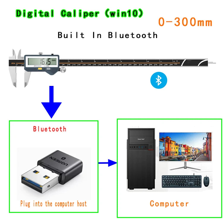 Built-in Bluetooth Digital Caliper for Wireless Transmission Electronic Caliper for Measuring Outer Diameter Inner Diameter 150m