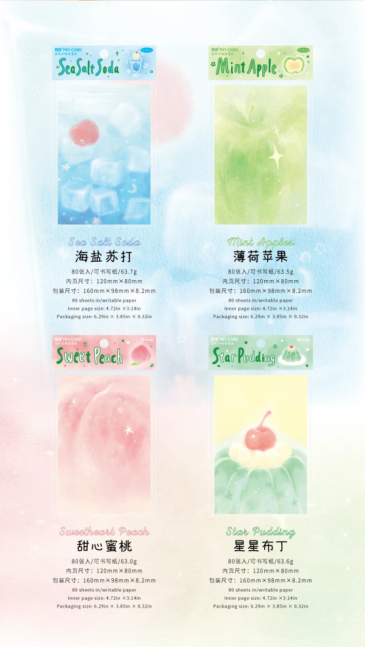 80sheets Summer Dessert Retro Ins Colorful Lead Fruit Painting Message Notes DIY Scrapbook Diary Material Aesthetics Craft Paper
