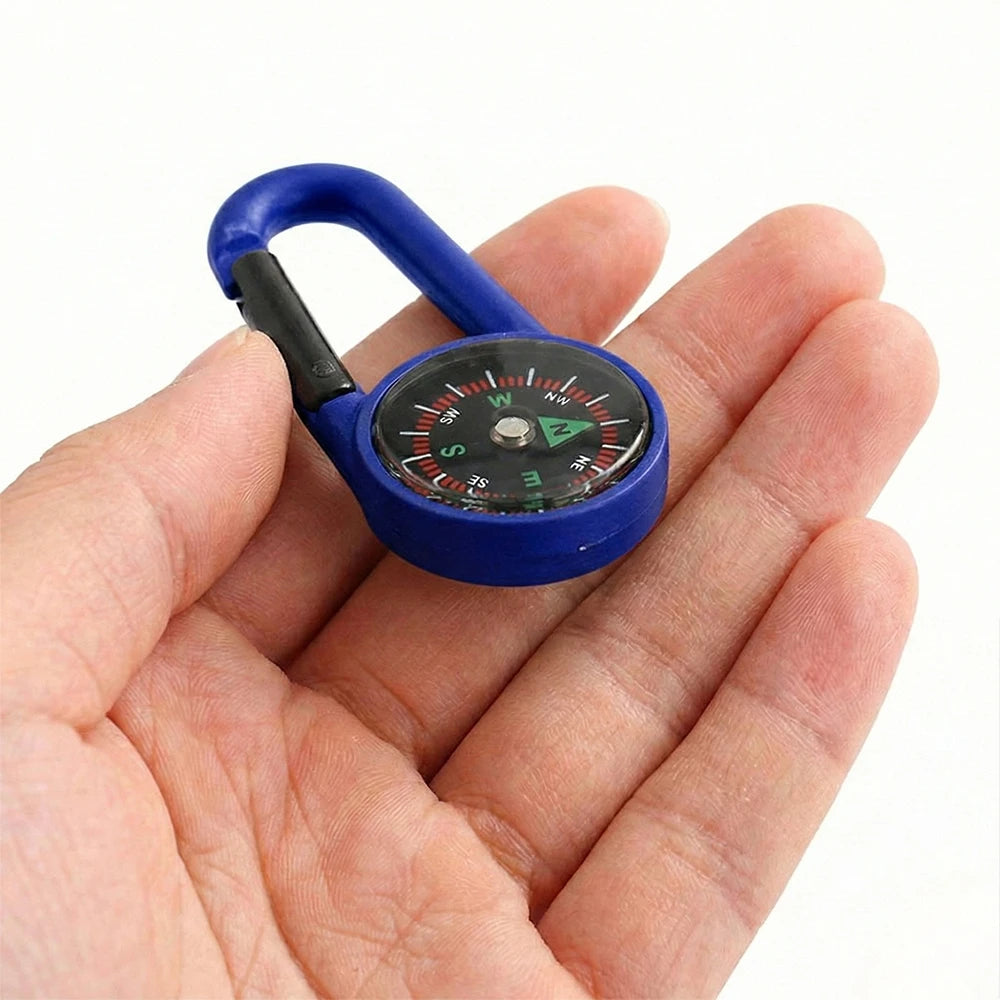 Outdoor Compass Carabiner Mini Camping Keychain Mountaineering Hiking Backpack Buckle with Compass Survival Children Gifts