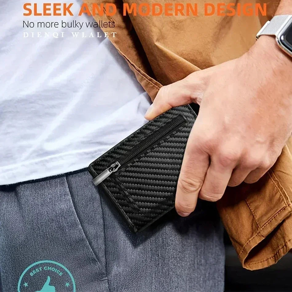 Rfid Credit Card Holder Money Bag Luxury Carbon Fiber Id Bank Cardholder Coin Purse Minimalist Wallet for Men Carteira Masculina