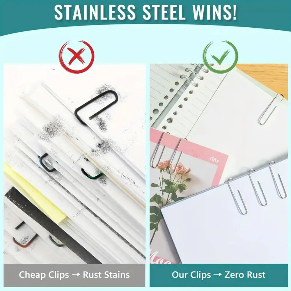 300pcs Silver Paper Clips, 28mm Office Binding Paper Clips, Suitable for Office File Storage, School, Home.