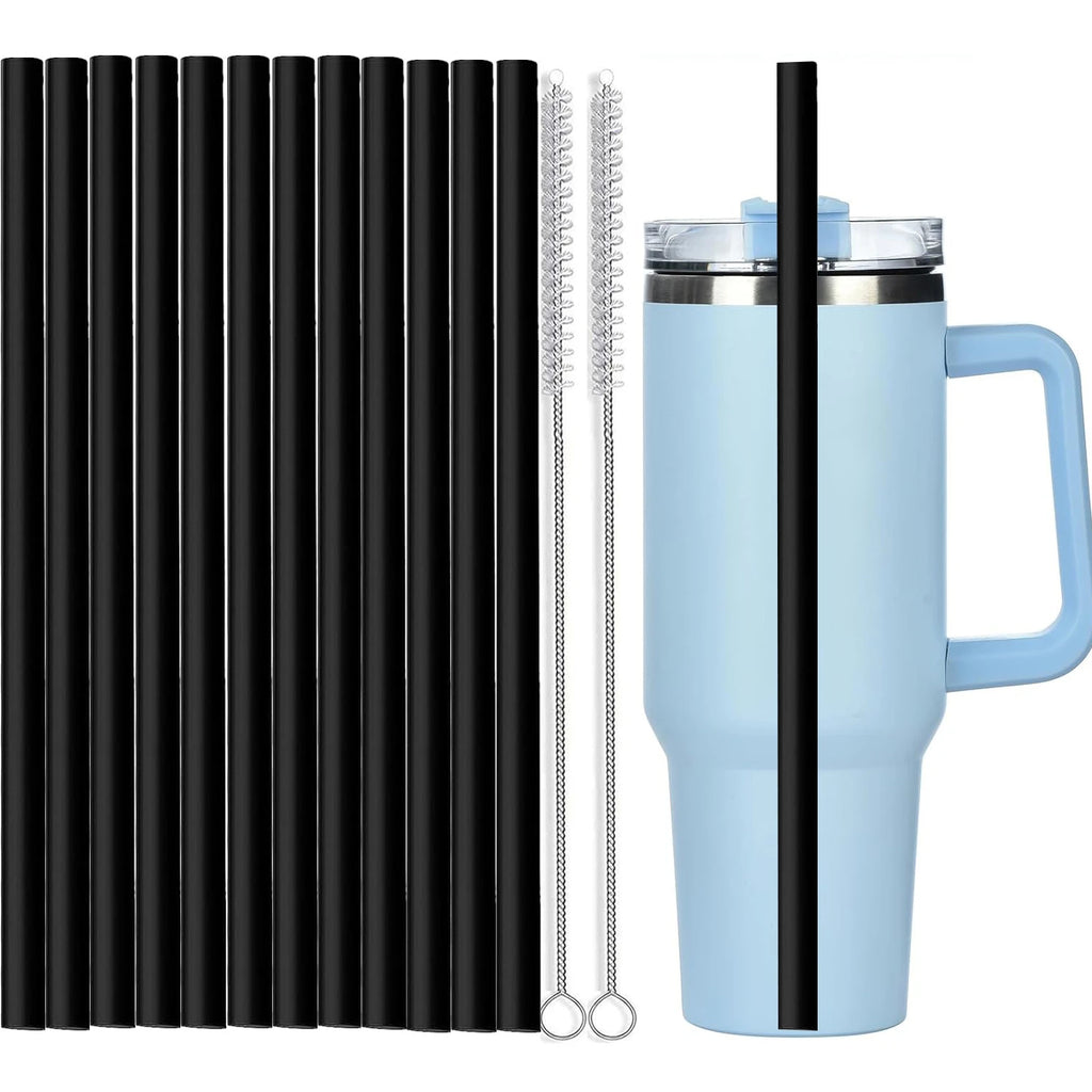 12Pcs Color Replacement Straws for Stanley 30/40 oz Tumbler , 12 in Long Reusable Plastic Straws for Stanley Cup, Plus 2 Brush