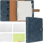 New Leather A5 Binder 6 Ring Binder Notebook - PU Leather Refillable Notebook with Binder Pockets, Dividers, Refill Paper