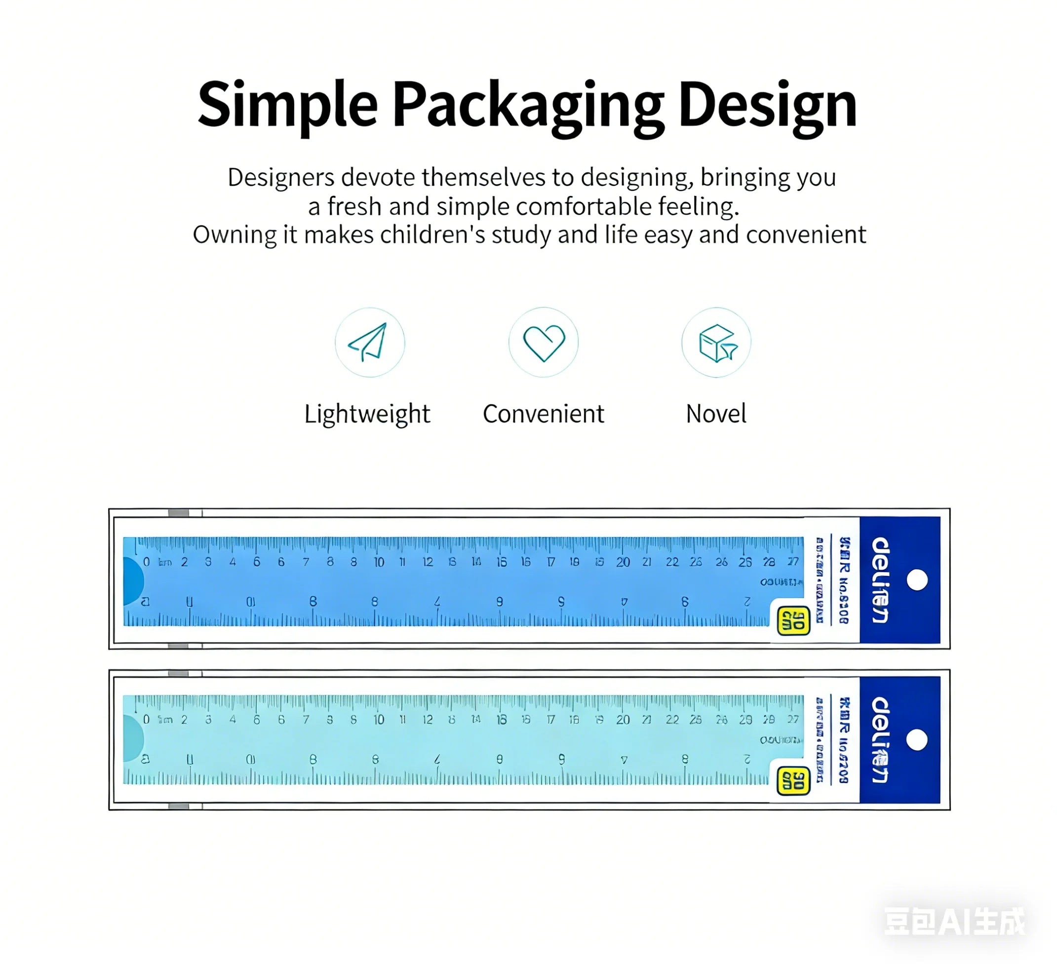 Deli 6209 Flexible Ruler, Bendable 30cm Plastic Straight Ruler, High Toughness Student Office Measuring Tool