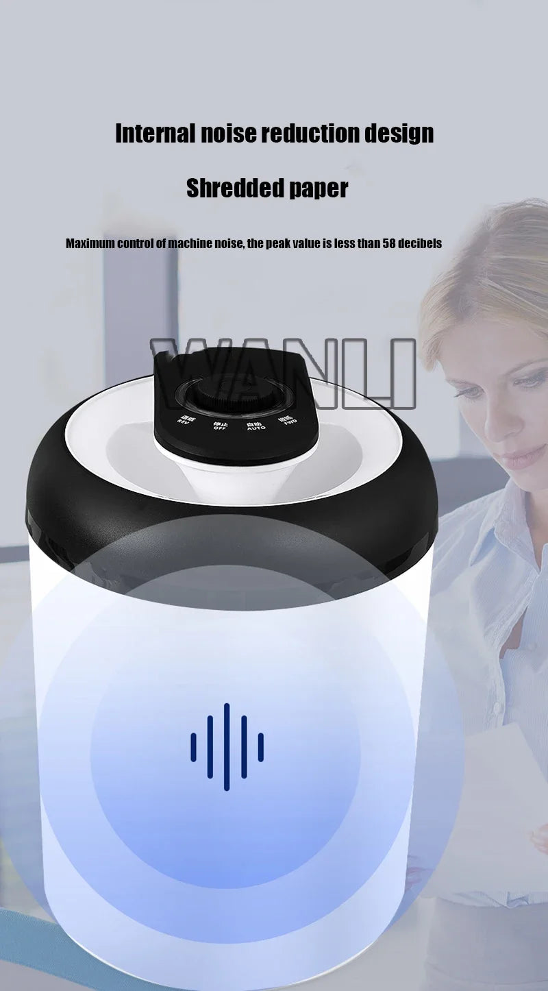 New 12L Waste Paper Shredder Home Office Portable Granular Electric Shredder Paper Scraps 4-level Mini A4 Data Desktop