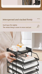 Metal desktop file rack, bookcase, office file storage box, multi-layer iron file frame, data storage, folder shelving