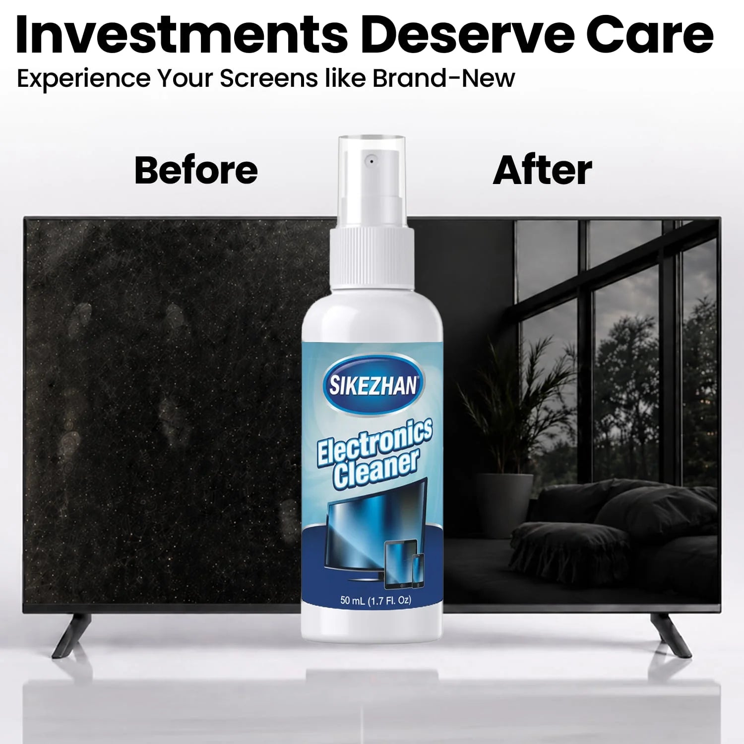 All-in-One Screen Mist Cleaner with Washable Cloth; Portable Spray for Car Touchscreen, Smart TV & Computer; Safe & Eco-Friendly
