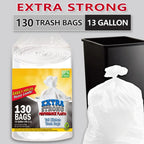 13 Gallon Heavy Duty Trash Bags 130 Count Super Strong Leak Proof Odor Control Disposable Garbage Bags for Kitchen Bathroom Bedr