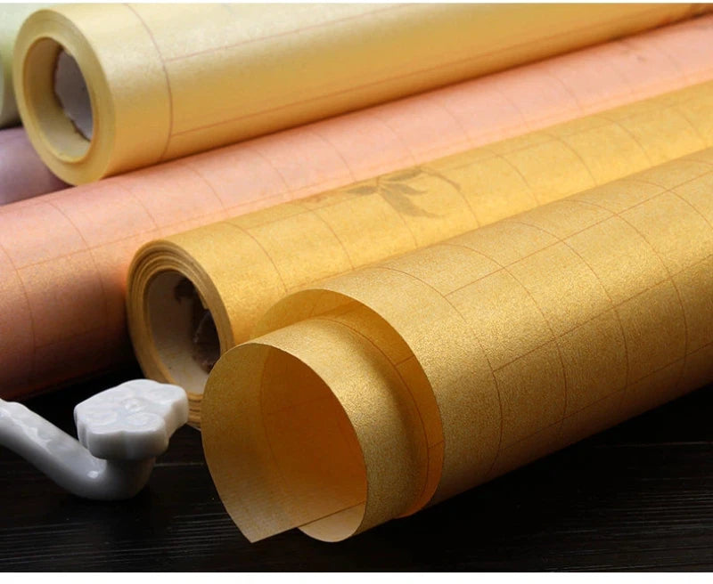 Sumi Art Wax Dye Pearlescent Ink Colorful Half Ripe Rice Paper Xuan Paper Scroll Multicolor Brush Calligraphy Creation Work Roll
