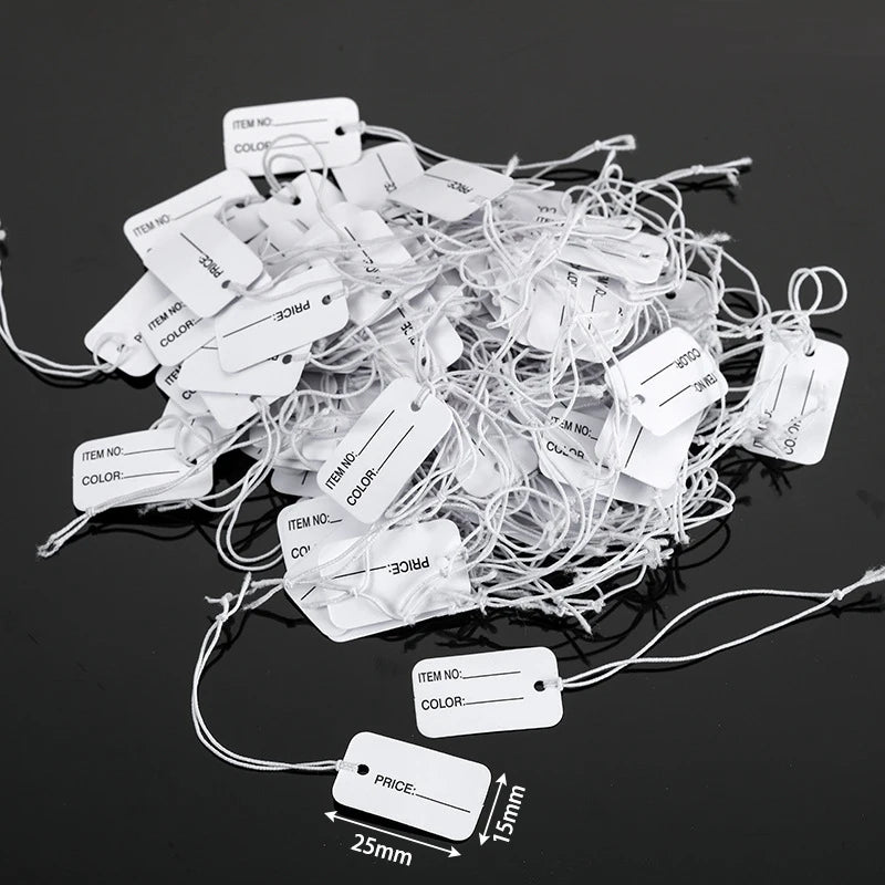 100pcs Paper Rectangular Blank Labels With String For DIY Watch Bracelets Necklaces Earrings Jewelry Display Price Tags Cards