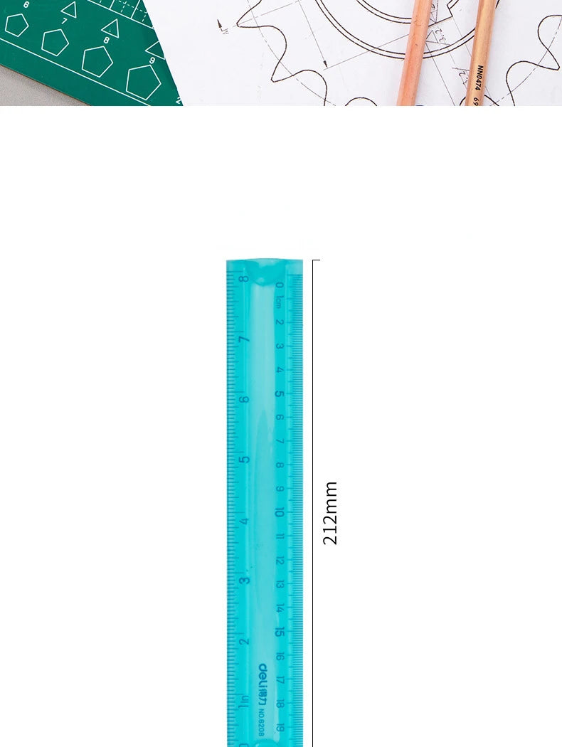 Random 1 Pc 20 cm/8 Inch Flexibale Rulers Soft Plastic, Inches And Metric For School And Office