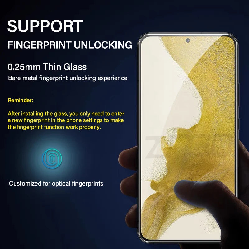 2PCS Tempered Glass For Samsung Galaxy S21 S22 S23 Plus S24 FE S25 S26 Ultra S25edge Screen Protector Fingerprint Unlocking
