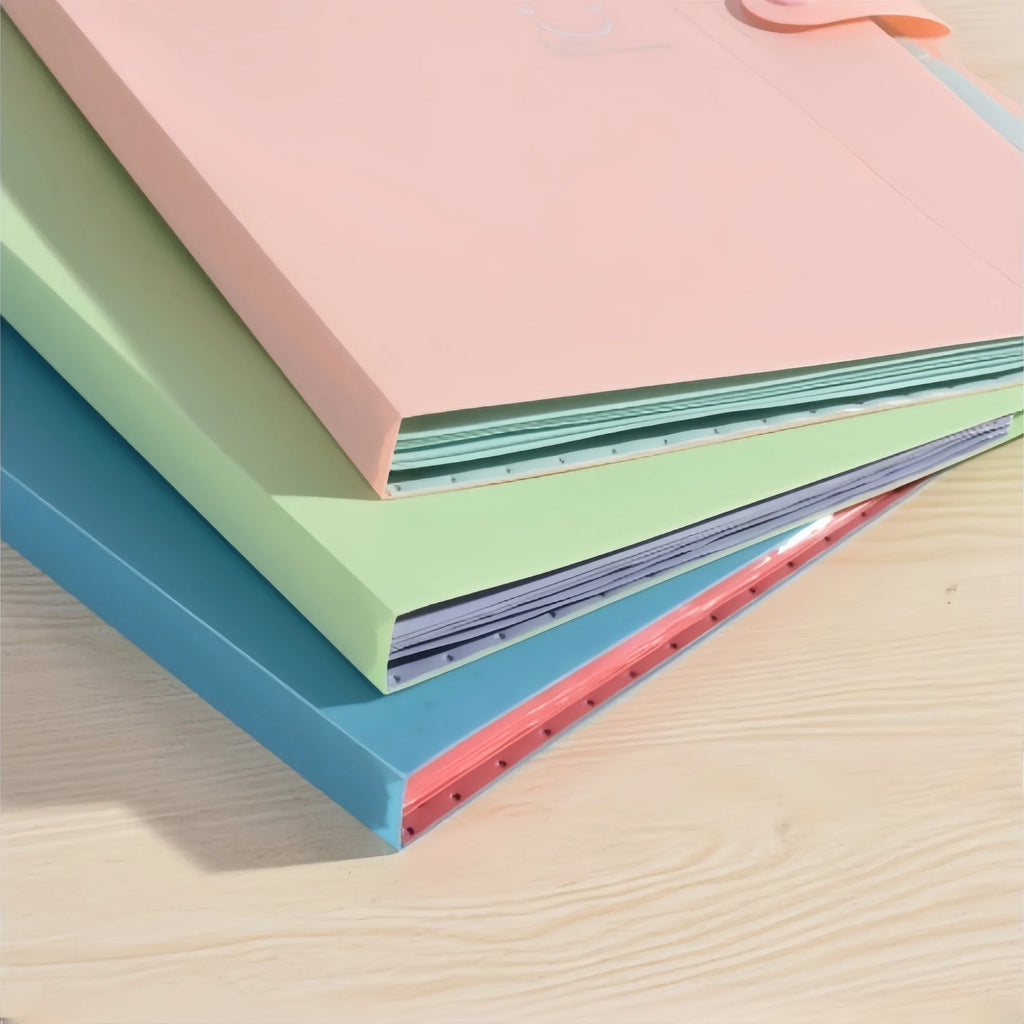 5page Classic Accordion File Folders - A4 Document Storage Bags with Plastic Material and Test Roll Holder - Durable and Expanda