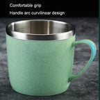 Simple Solid Color Stainless Steel Mug Wheat Straw Element Small Water Cup Children's Household Anti-scalding Drinking Water Cup