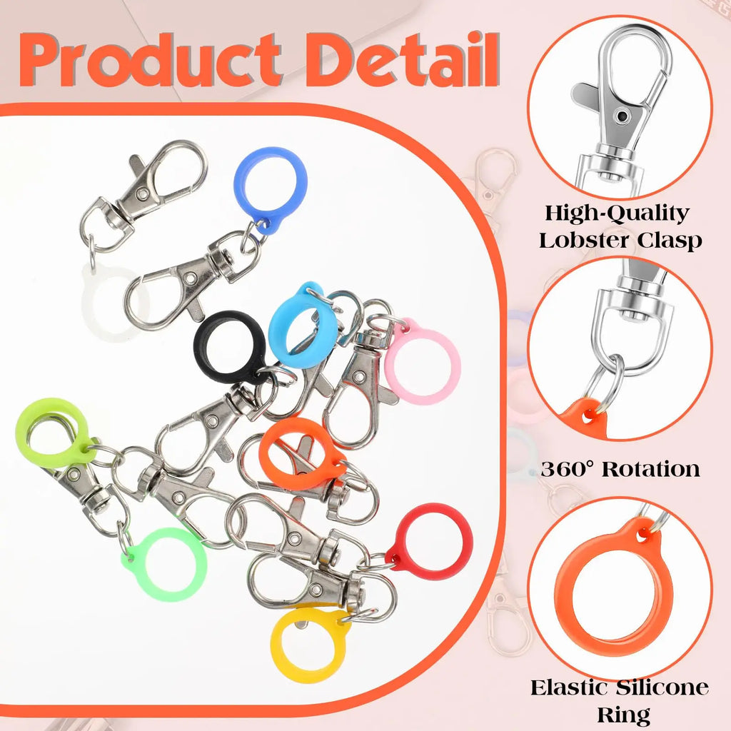10/20 Pcs Silicone Pen Clip with Lobster Clasp Pen Holder Badge Reel Clips Badge Pen Holder Accessories(Pen not Included)