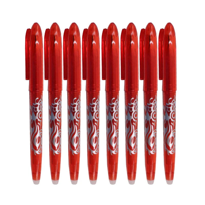 8pcs Multi-Color Erasable Gel Pen 0.5mm Tip Painting Writing Drawing School Black Blue Red Pink Orange Green Purple Light Blue