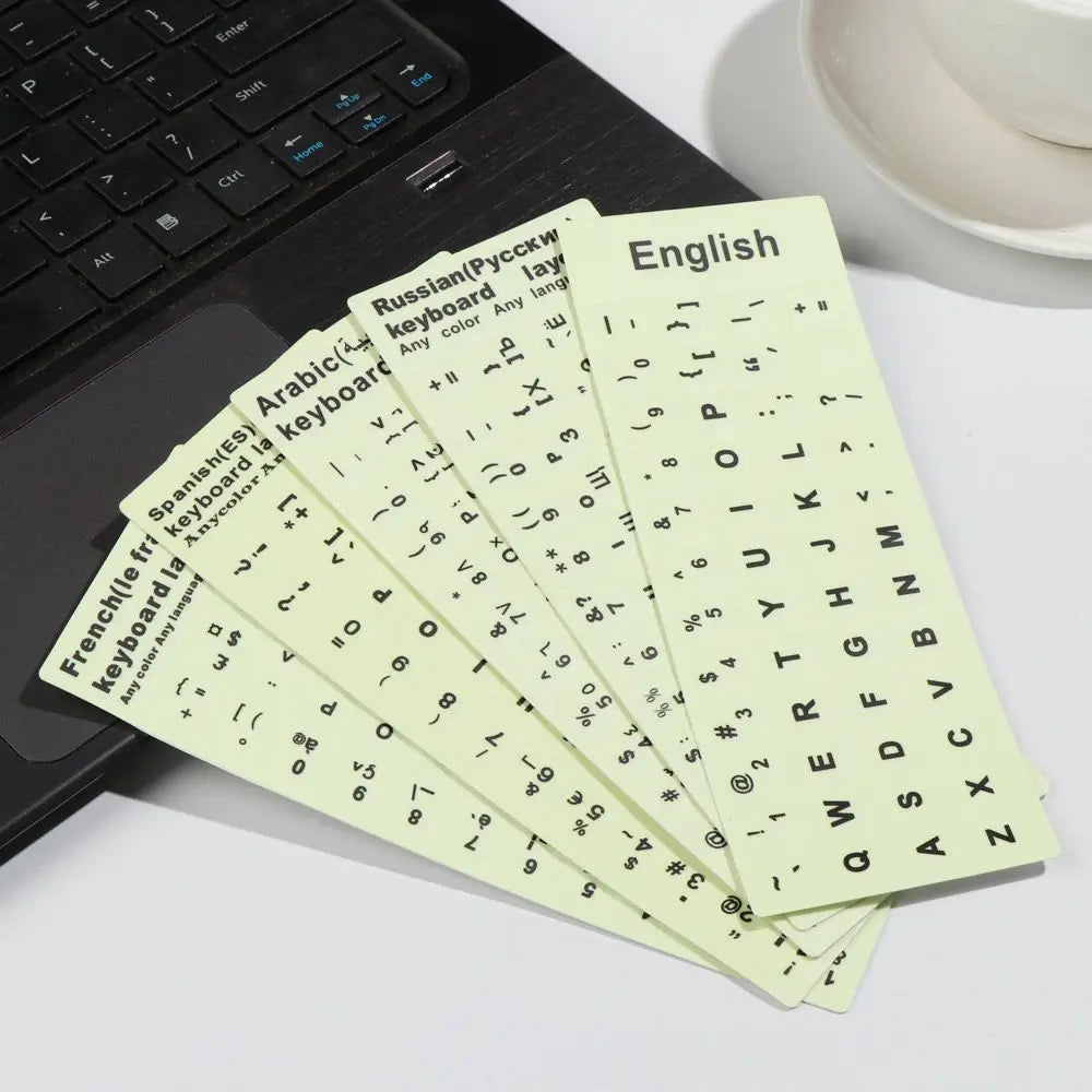 Spanish English Russian Arabic French Luminous Keyboard Stickers For Laptop PC Desktop Key Board Night Light Dustproof Sticker