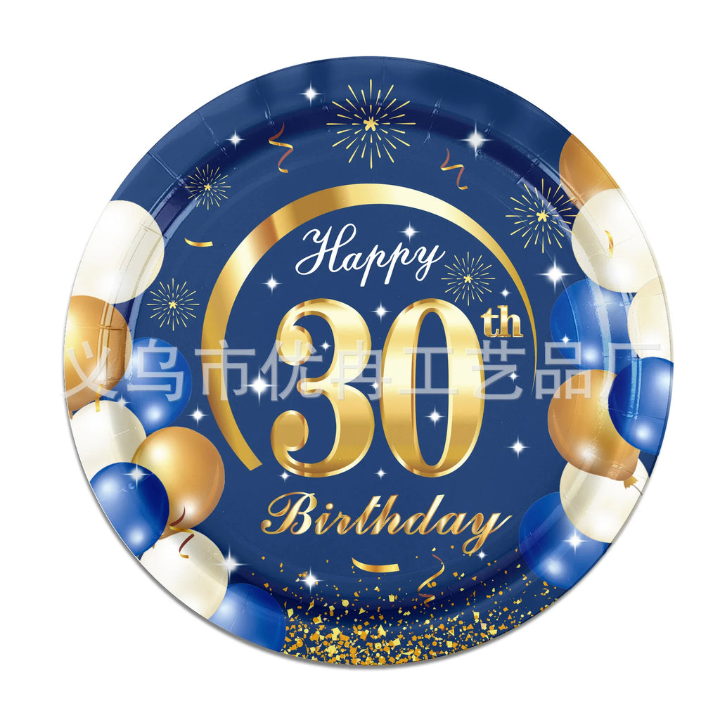 18th 30th 40th 50th 60th 70th Birthday Decorations Men Women Blue Birthday Happy Birthday  Plates Cup Tableware Anniversary