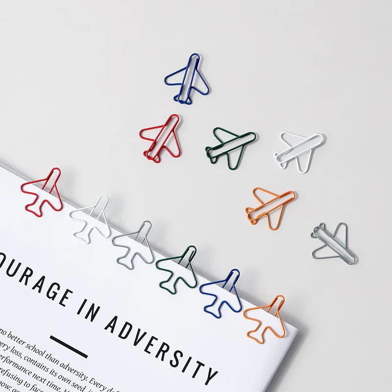 20-100pcs Metal Airplane Shape Office Paper Clips Bookmark School Office Stationery DIY Paper Clip Holder Craft Supplies