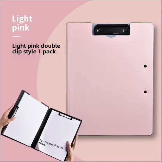 New A4 File Folder Clipboard Writing Pad Memo Clip Board Double Clips Organizer School Office Stationary