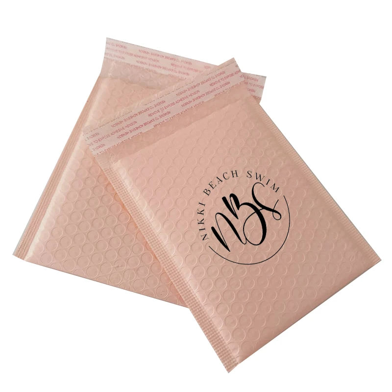 50pcs Poly Bubble Envelope Bags with Logo Printed Padded Shipping Envelopes With Bubble Mailing Bag Shipping Gift Packages Bags