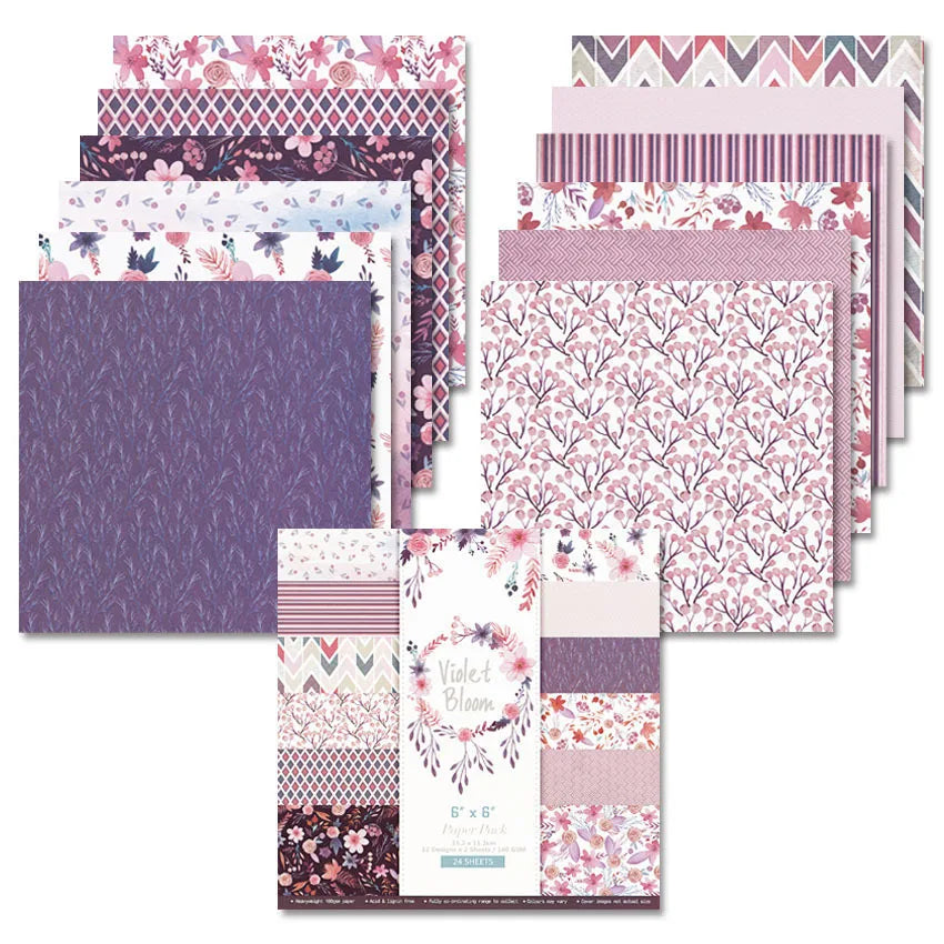 24 /12 Sheets Scrapbook Paper 15x15cm (6x6"),  Journaling Supplies Cardstock Backgrounds Album Card for DIY Art Craft Decorative