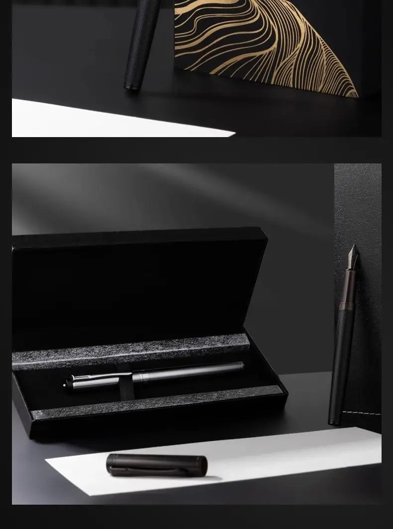 HERO Black Forest Metal Fountain Pen Titanium Black Extra Fine Nib 0.38/0.5mm Students Practice Calligraphy Writing Gift Pen