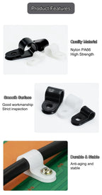 100pcs White R Shape Cable Clips Screw Fixing Nylon PA66 Plastic Desk Office Electric Wire Holder Fastener Management