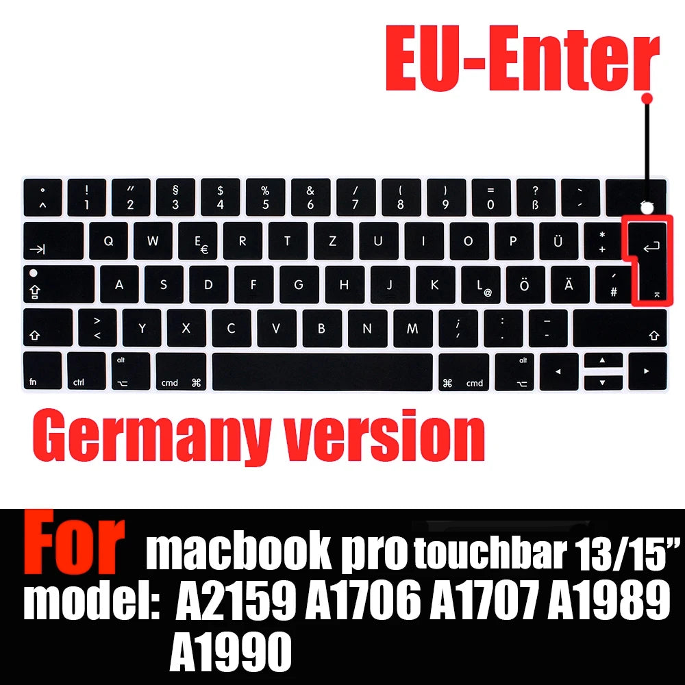 Keyboard Cover Skin for MacBook Pro with Touch Bar 13" and 15" ( Model Number A2159 A1706 A1707 A1989 A1990, 2016-20129 Release)