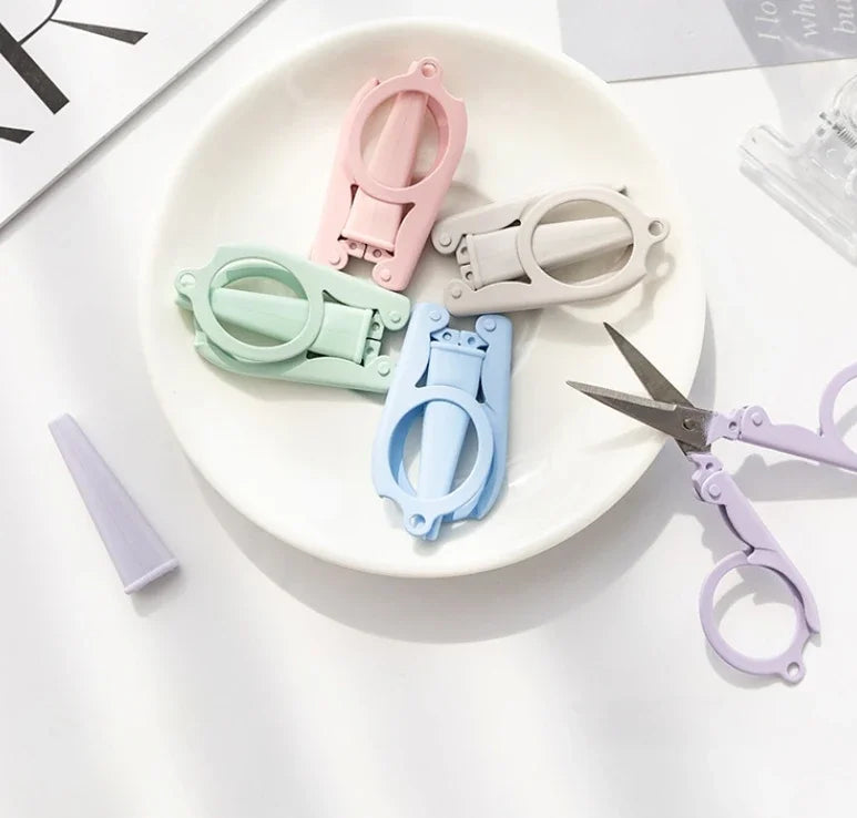 Cute Foldable Scissors Mini Morandi Paper Cutter Knife Portable Envelopes Opener DIY Handmade Art Tools School Office Supplies