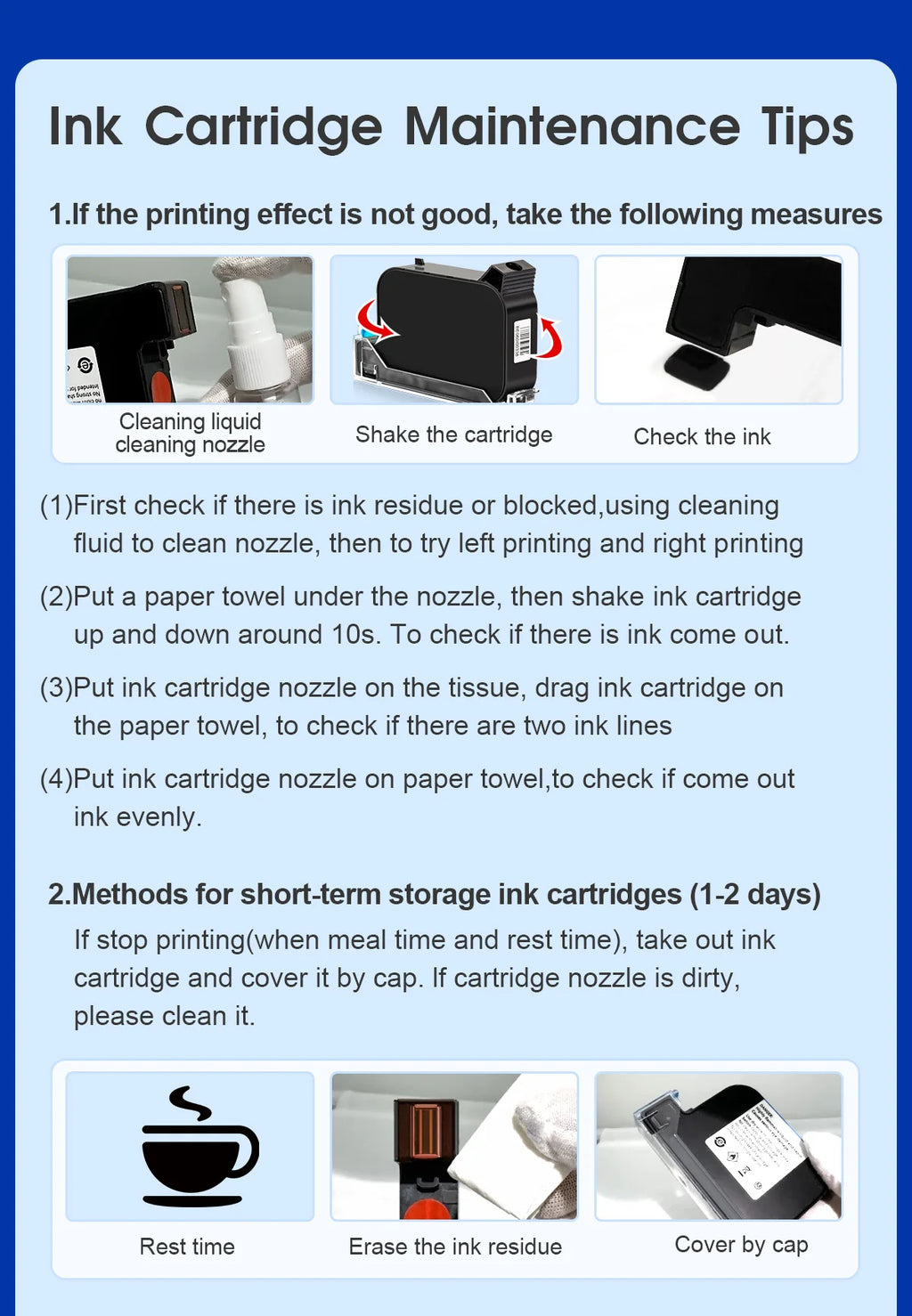 Yhan 2588 compatible quick-dry ink cartridge 12.7mm print height universal for unencrypted handheld printer