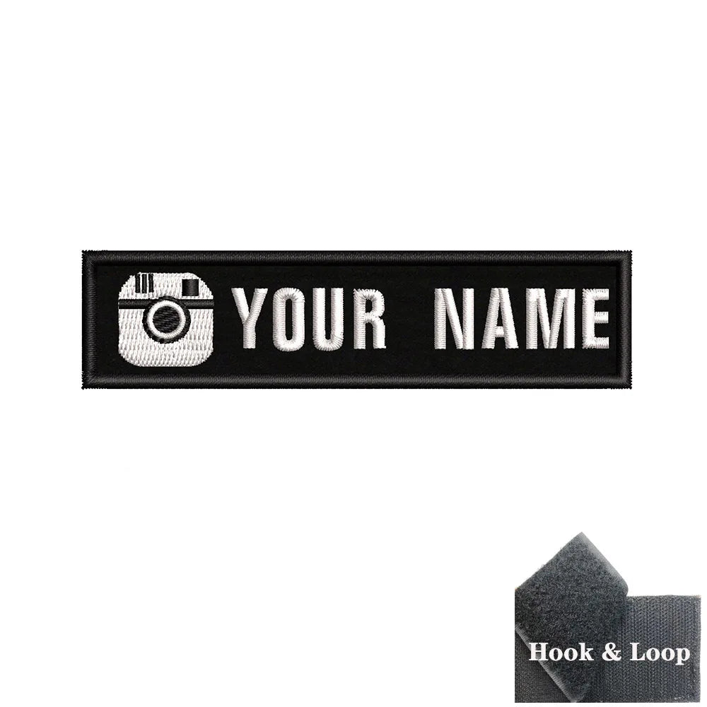 1PC 10cmX2.5cm Custom Name Patch Stripes Badge Iron On Or Hook Loop fire trophy radiation motorcycle blood drop love Pentagram