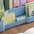 Multi-Layer A4 Document Holder Rack, PP Material Desk Organizer with Storage Box and Bookshelf for Office Supplies, File Rack