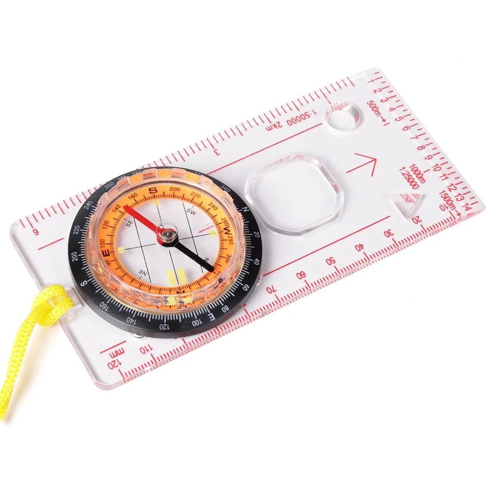 Multifunctional Equipment Guiding Tools Transparent Plastic Compass Map Ruler Hiking Camping Survival Outdoor Hiking Accessories