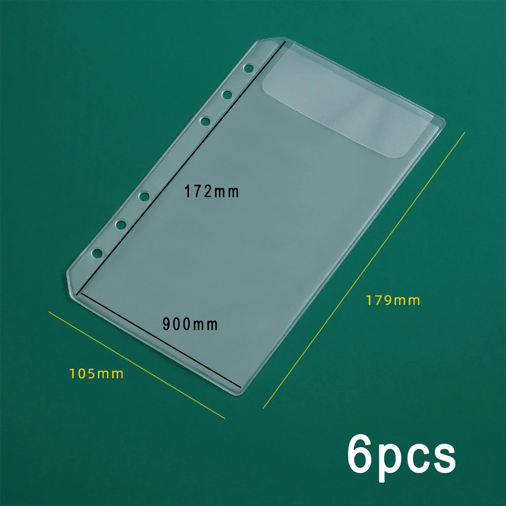 A6 Binder Pockets 6 Holes Cash Envelopes for Budgeting, Clear Zipper Folders for 6-Ring Budget Binder