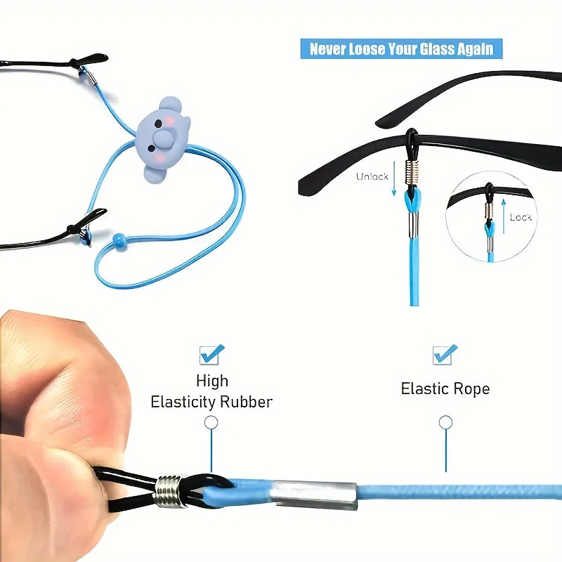 Cute cartoon Glasses Rope, Adjustable Elastic anti Slip Rope Chain, Can Be Given as a Gift, anti Loss Fixed Glasses Accessories
