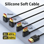 8K HDMI-compatible Cable 2.1 High Speed 48Gbps 8K@60Hz 4K@240Hz HDCP HDR 90 Degree Bend HD Cord  for PS5 PC Gaming Monitor HDTV