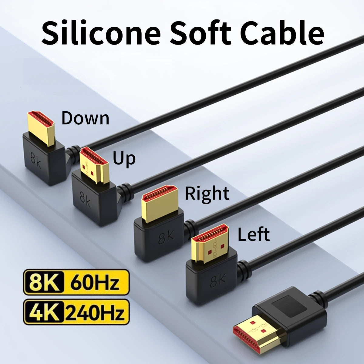 8K HDMI-compatible Cable 2.1 High Speed 48Gbps 8K@60Hz 4K@240Hz HDCP HDR 90 Degree Bend HD Cord  for PS5 PC Gaming Monitor HDTV