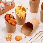 100PCS French Fries Cups Disposable Kraft Paper Cups Snack Containers Charcuterie Dessert Supplies Baking Cups Take-Out Party