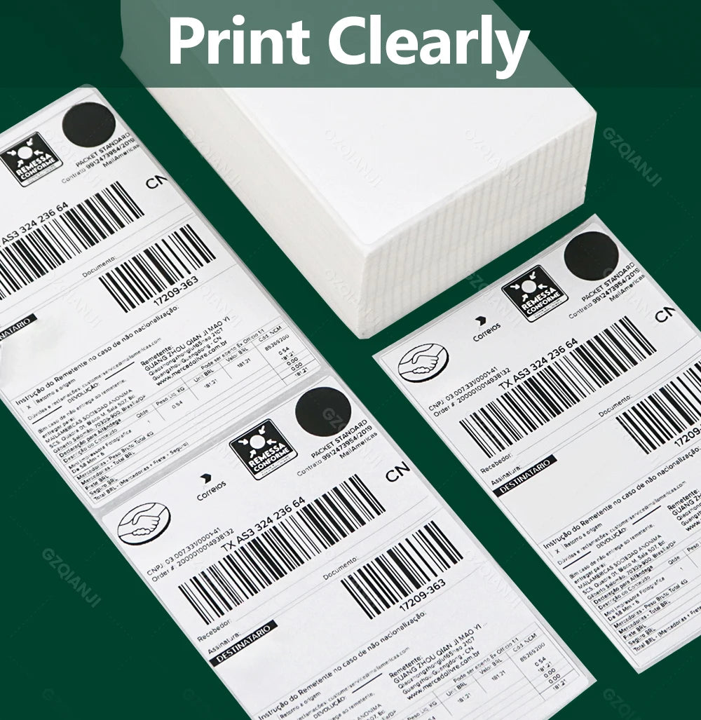 100mm Direct Thermal Labels 100/500 pcs Per Stacked Strong Adhesive Labels Resistant to Water Grease For shipping label 4inch