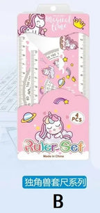 4Pcs/Set Anime Ruler Drawing Measurement Geometry Triangle Ruler Set gifts