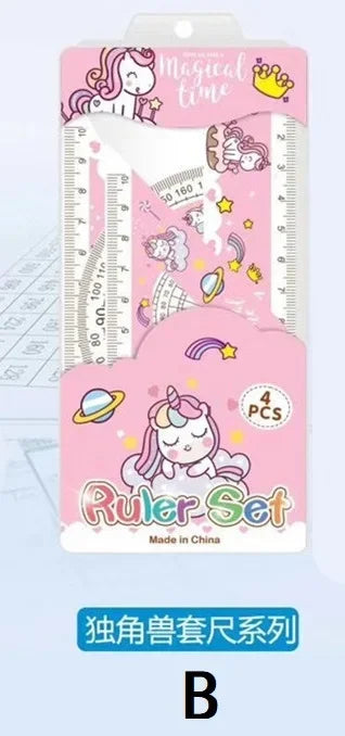 4Pcs/Set Anime Ruler Drawing Measurement Geometry Triangle Ruler Set gifts