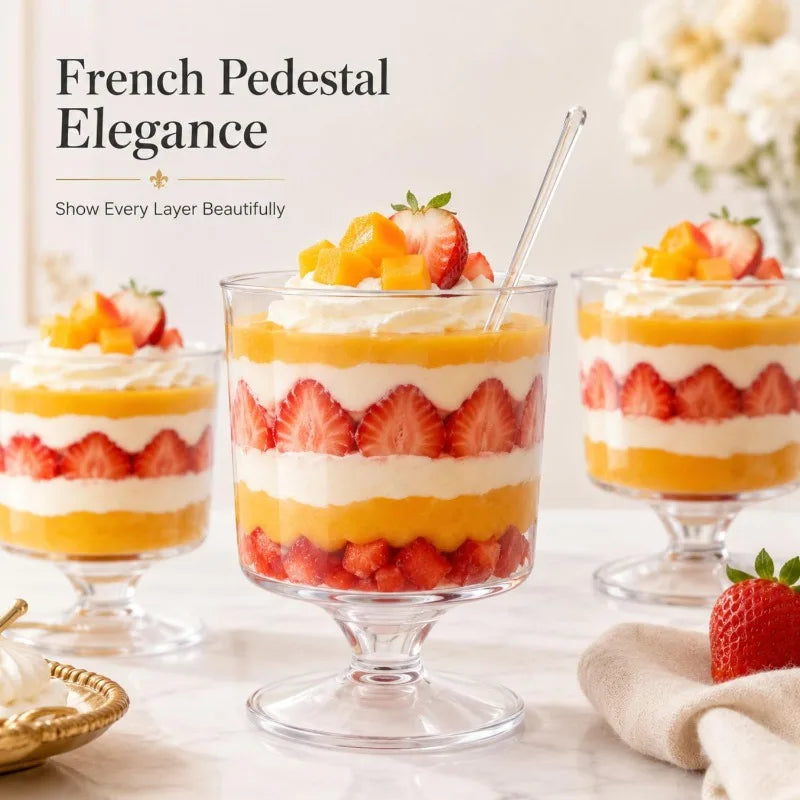 Disposable Plastic Cups with Spoons Transparent  DIY Dessert Cup Pudding Container for Ice Cream Cake Fruit Yogurt Snacks Bowls