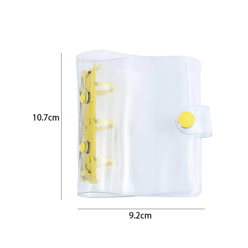 Portable Mini Handbook Glitter Notebook Pages Transparent Binder Notebook Cover Card Organizer 3 Hole Binder Clip Photo album